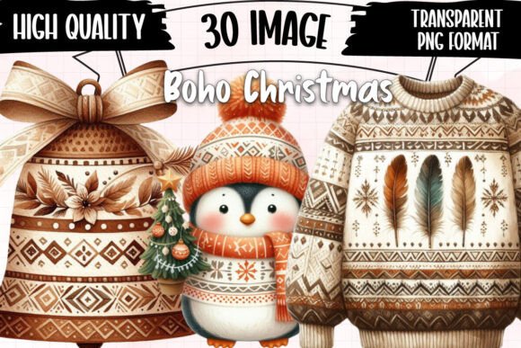 Download Boho Christmas Sublimation Clipart - Sub Collection