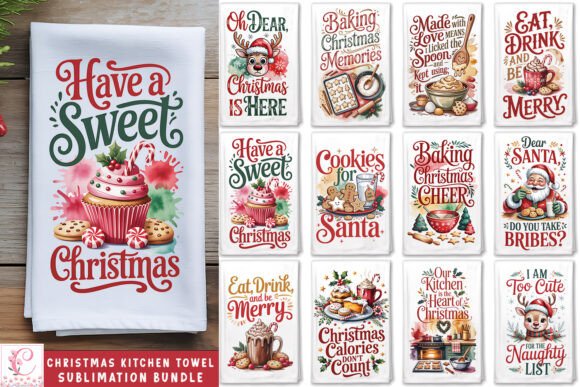 Download Christmas Kitchen Towel Sublimation Bund - Sub Collection