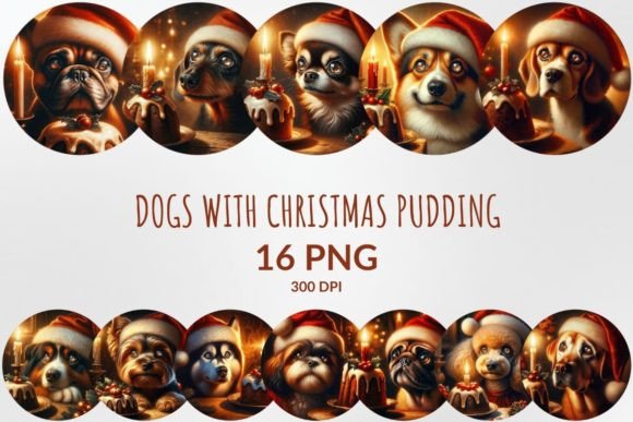 Download Dogs with Christmas Pudding Sublimation - Sub Collection