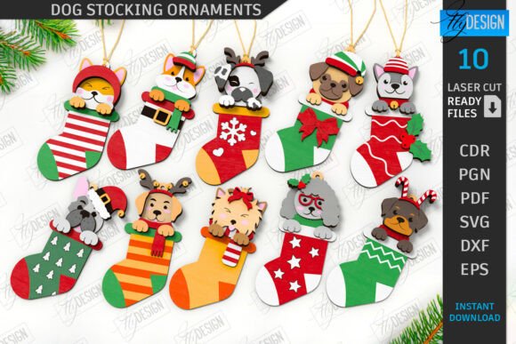Download Christmas Dog Stocking Ornaments Bundle - Stocking ornaments Collection