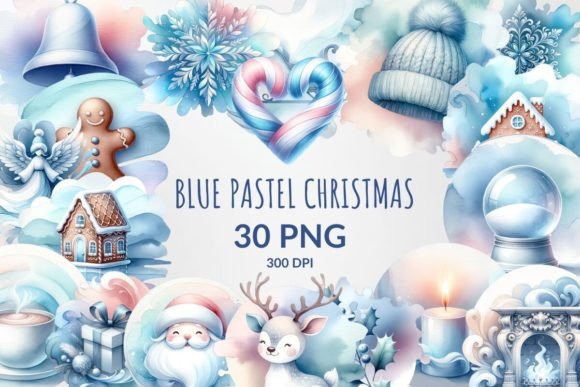 Download Blue Watercolor Christmas Sublimation - Sub Collection